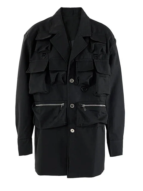 Black Casual Zipper Jacket for Women