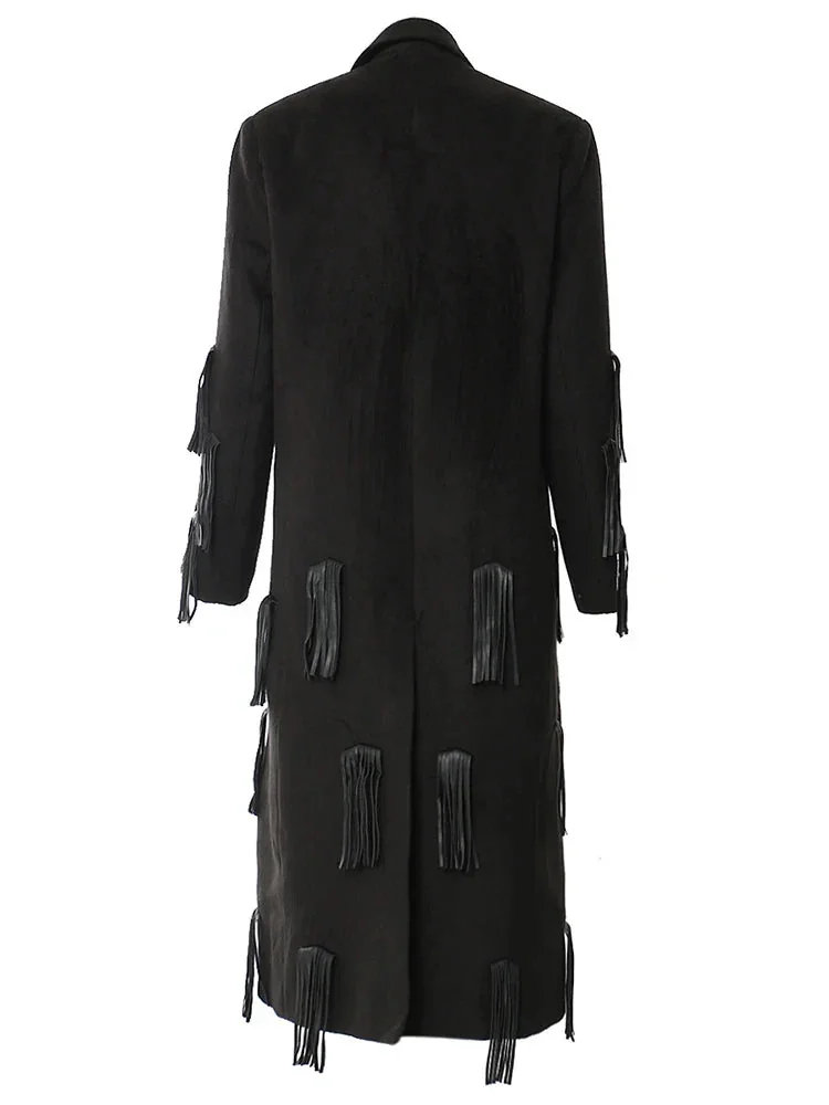 Classy Black Cotton/Polyester Womens Casual Trench Coat