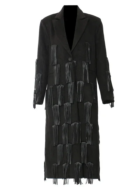 Classy Black Cotton/Polyester Womens Casual Trench Coat