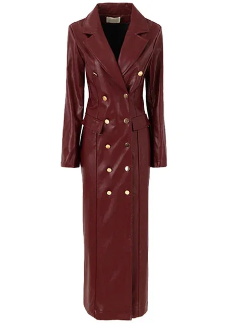 Burgundy Extra Long Womens Trench Jacket