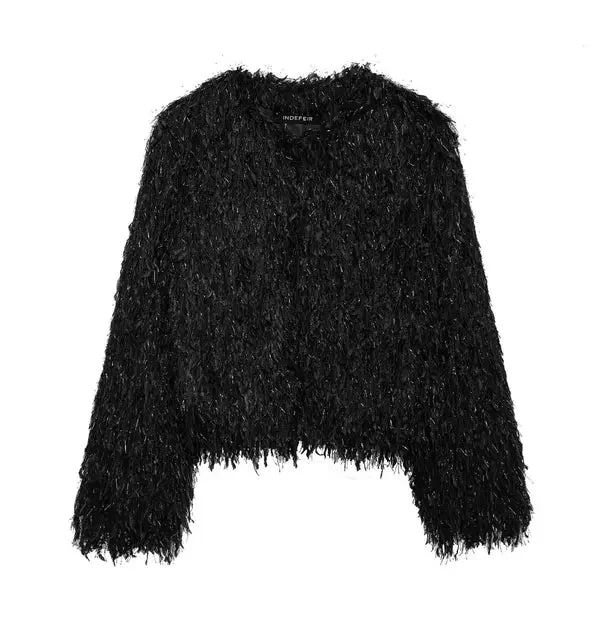 Vintage Fluffy Black Womens Faux Fur Coat
