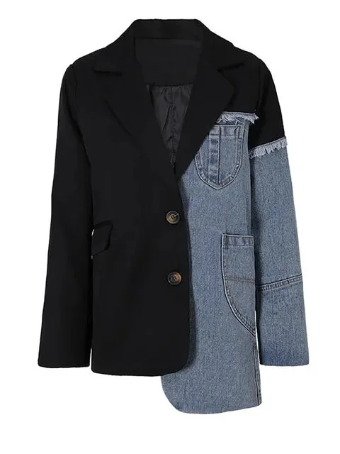 Blue Denim Casual Blazer for Women