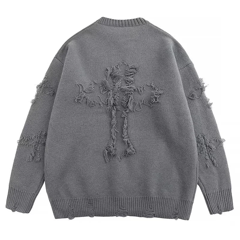 Premium Gray Cotton Blend Sweater - Unisex Loose Fit