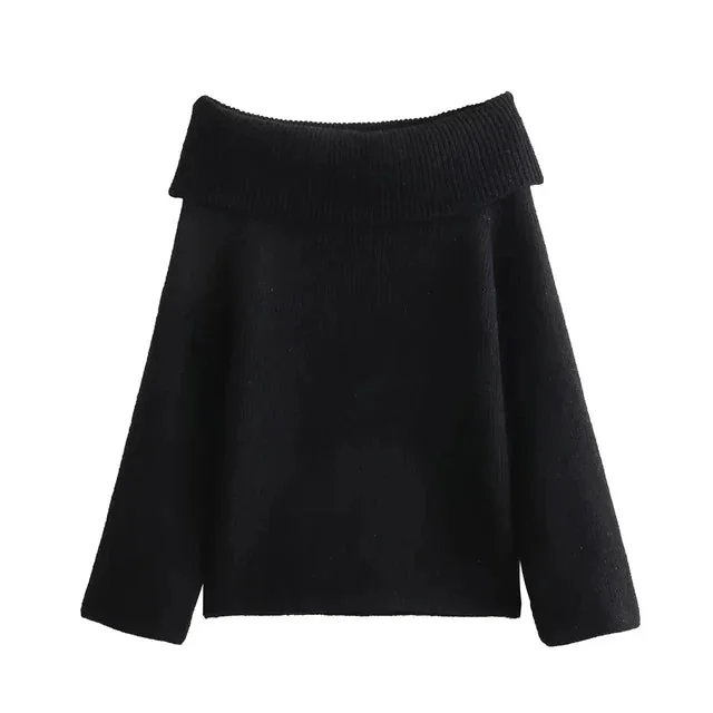 Chic Black Knitted Pullover for Women