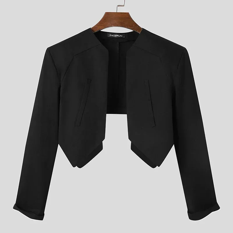 Stylish Black Mens Cropped Blazer