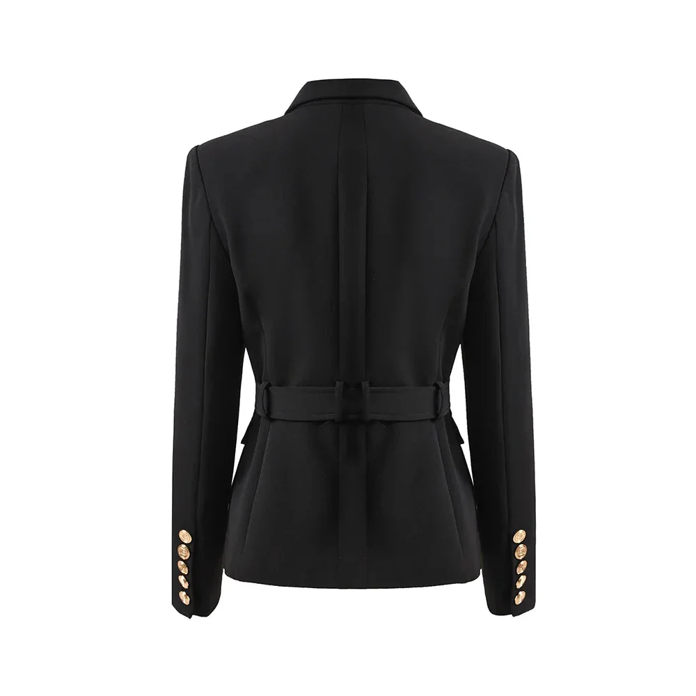 Elegant Black Cotton Polyester Womens Blazer