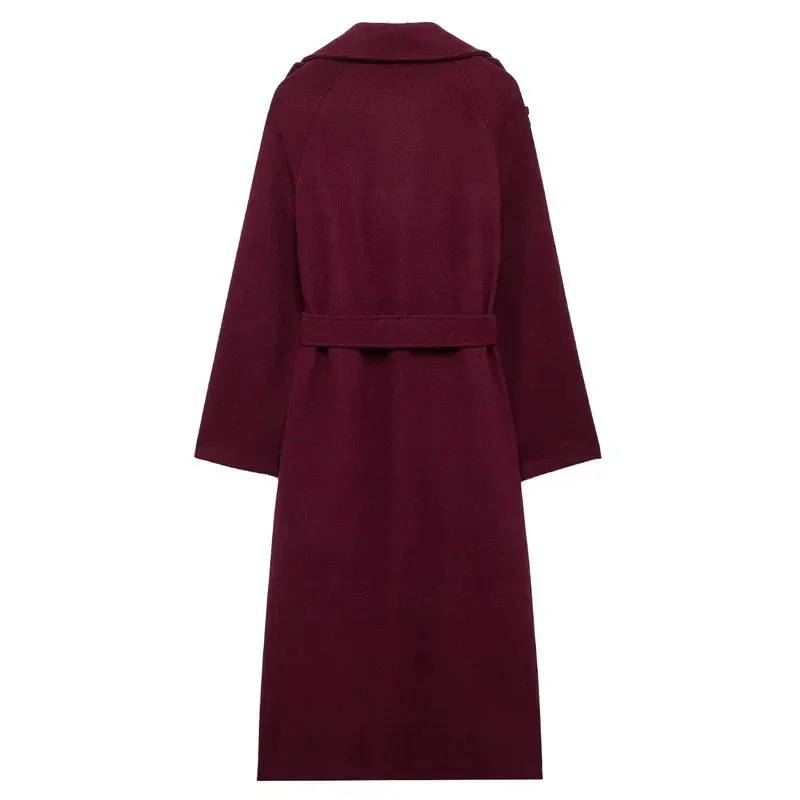 Burgundy Woolen Classic Jacket for Women