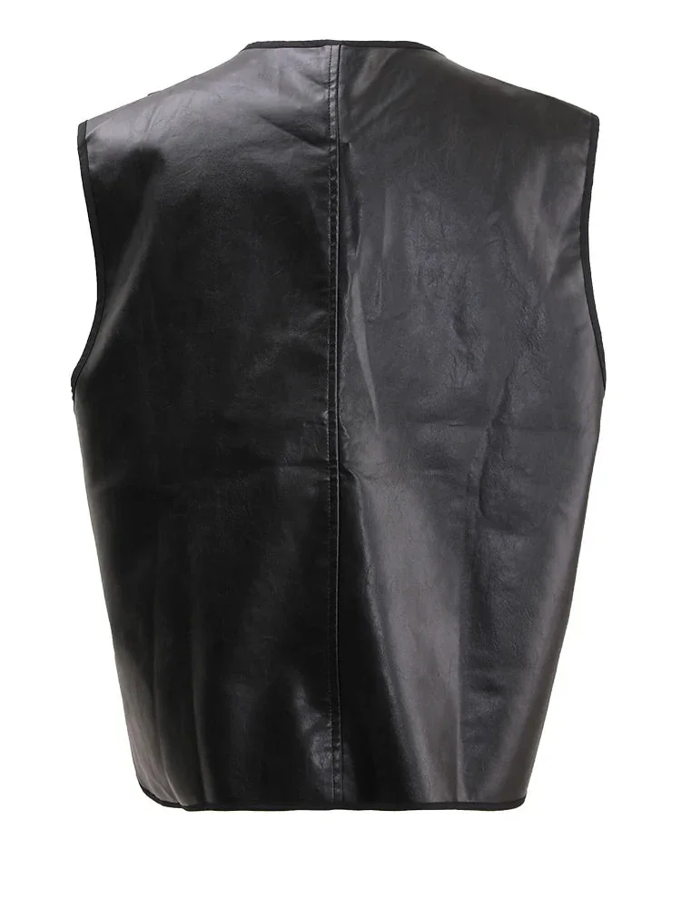 Gothic Style Black Faux Leather Womens Vest