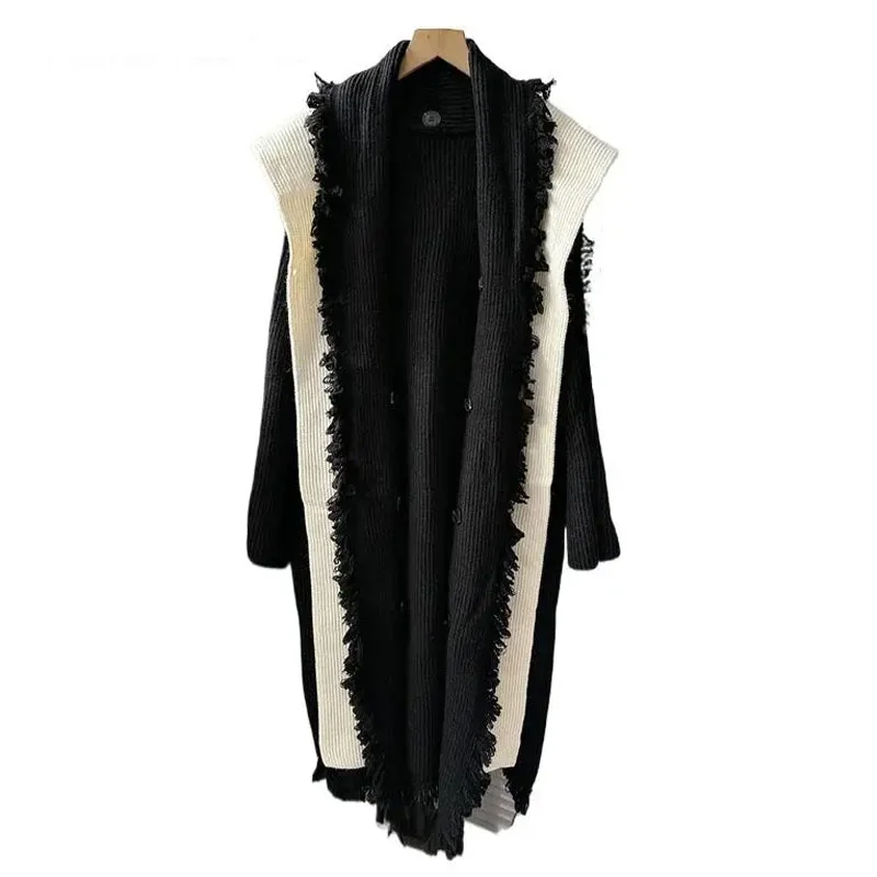 Black Knit Long Cardigan - Premium Cotton & Polyester Blend
