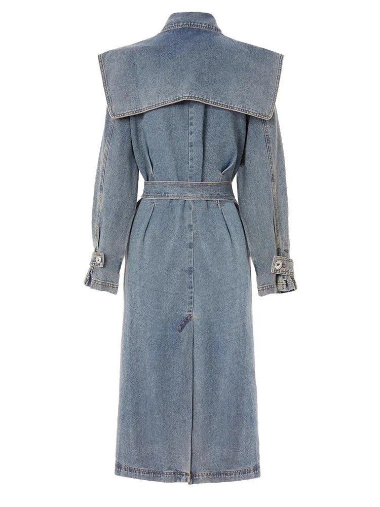 Blue Denim Trench Coat for Women - Stylish & High-Quality
