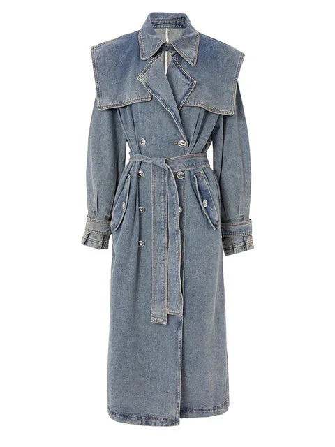 Blue Denim Trench Coat for Women - Stylish & High-Quality