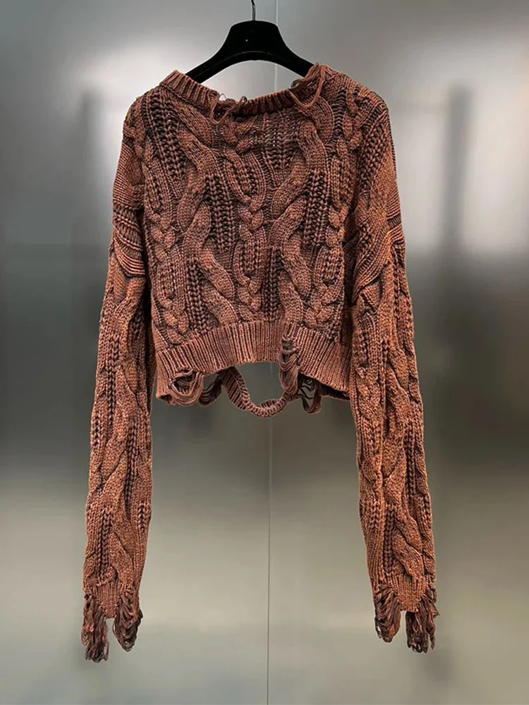 Brown Knitted Sweater for Women Premium Cotton Blend