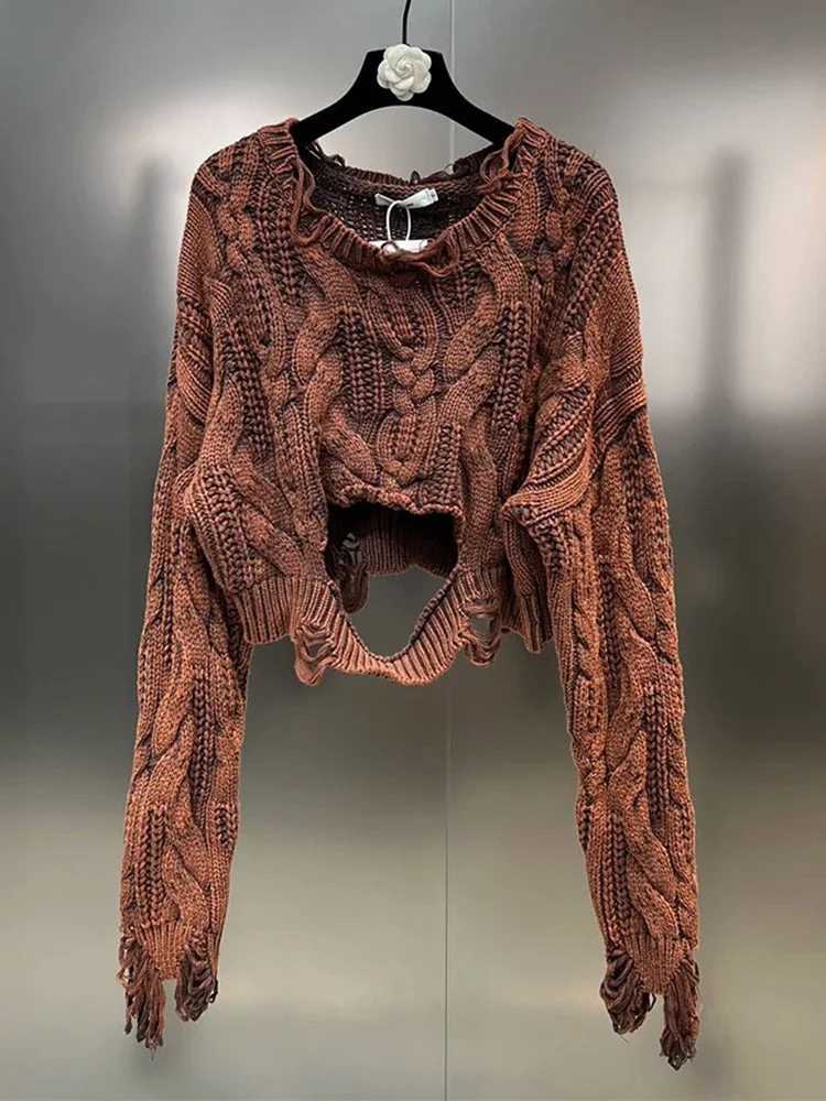 Brown Knitted Sweater for Women Premium Cotton Blend