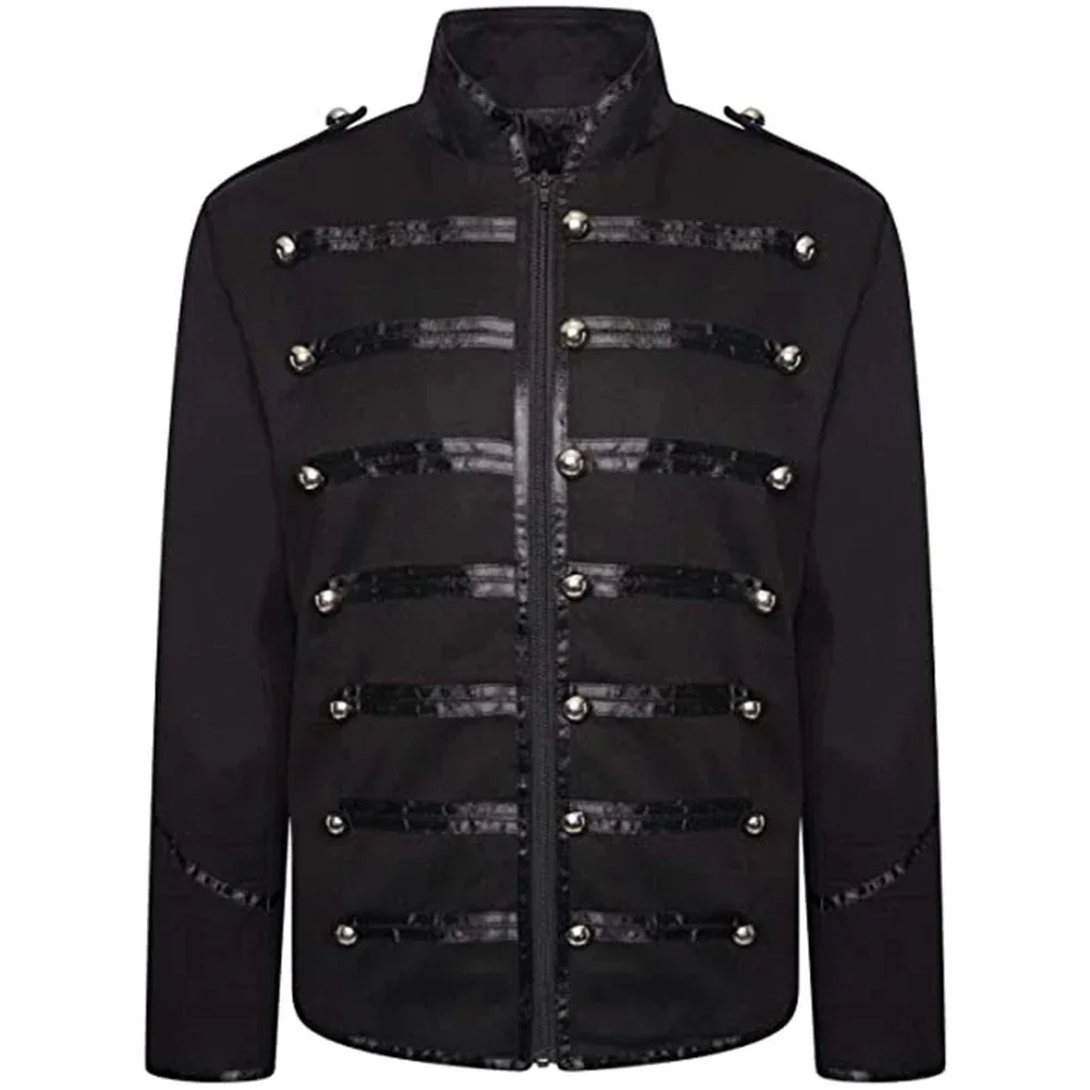Mens Black Retro Gothic Cotton Polyester Jacket