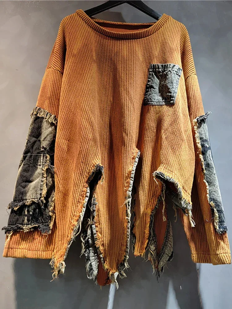 Fashionable Vintage Red Pullover for Women