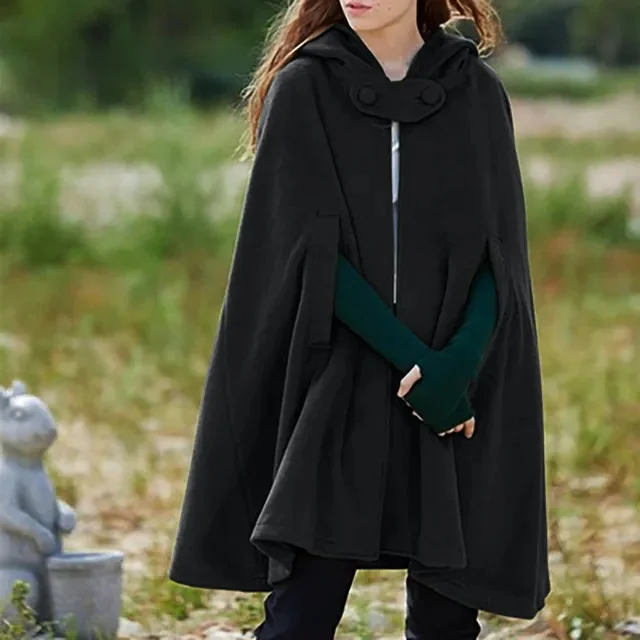Classy Black Hooded Cloak for Women
