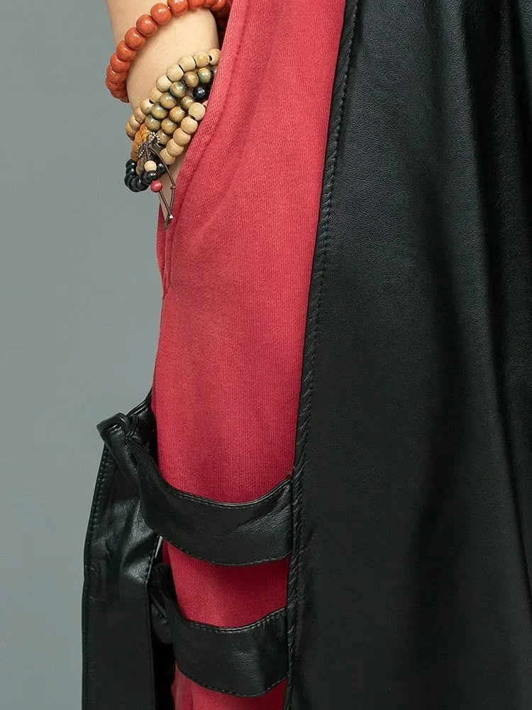 Gothic Style Leather Trousers for Women in Black