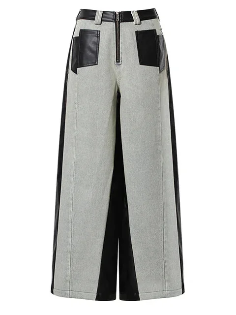 Blue Denim Wide Leg Womens Pants - High-Quality Cotton Blend