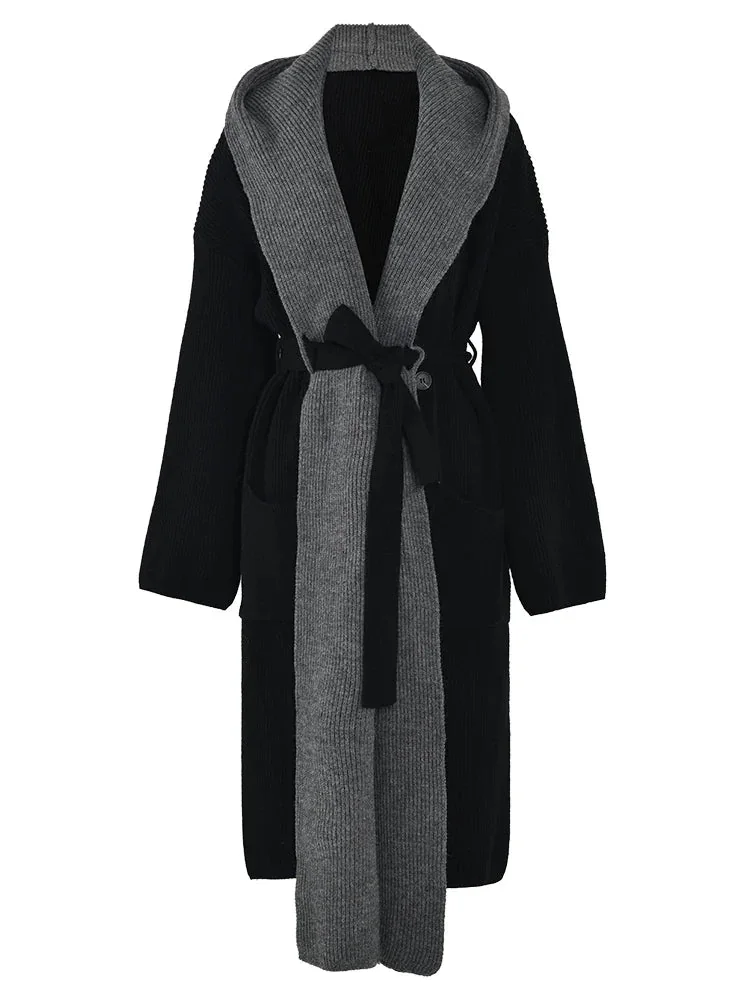 Gray Hooded Cardigan Womens Casual Style