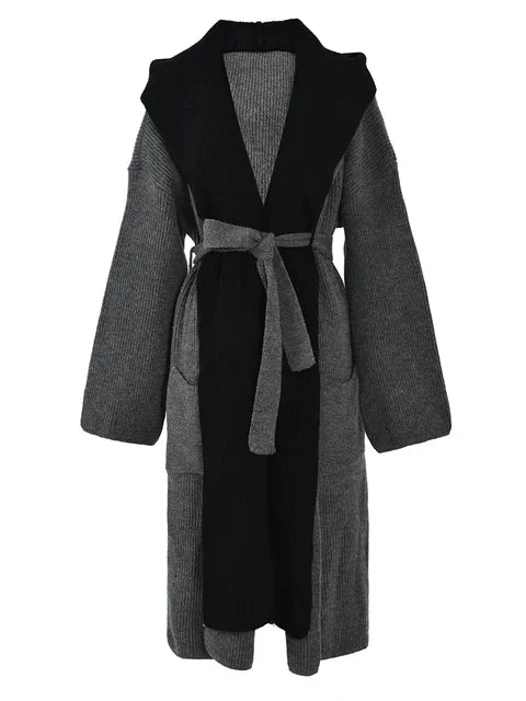 Gray Hooded Cardigan Womens Casual Style