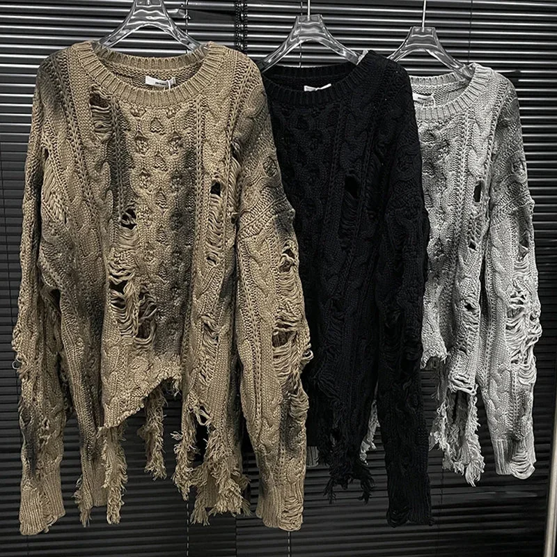 Elegant Vintage Knitted Pullover for Women in Gray - Premium Quality