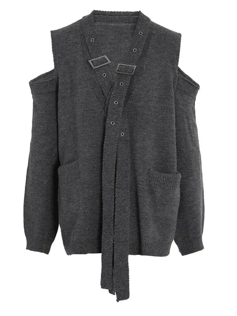 Gray Knitted Sweater for Women Premium Cotton Polyester Blend