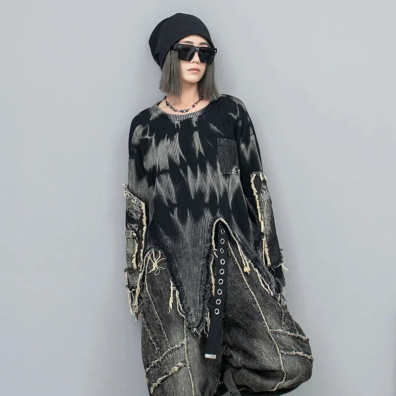 Black Womens Long Sleeve Sweater - Premium Cotton Blend