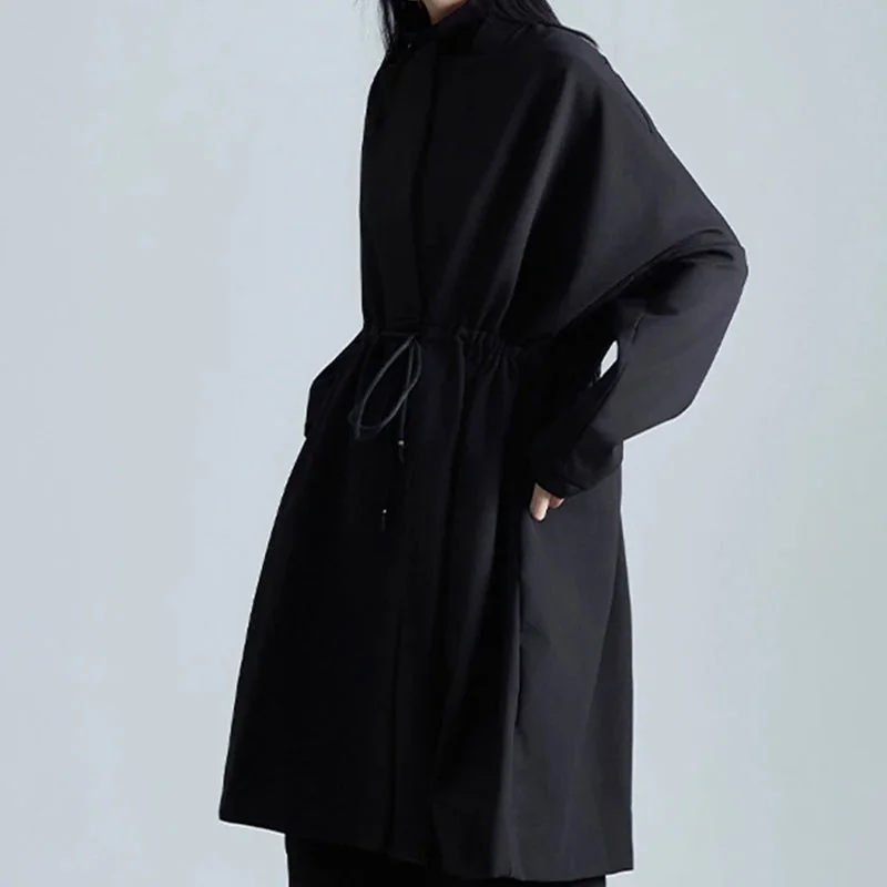Black Premium Cotton & Polyester Womens Overcoat