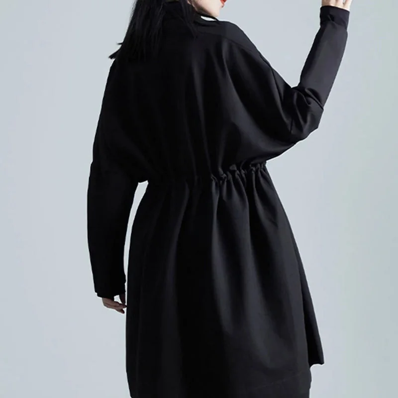 Black Premium Cotton & Polyester Womens Overcoat
