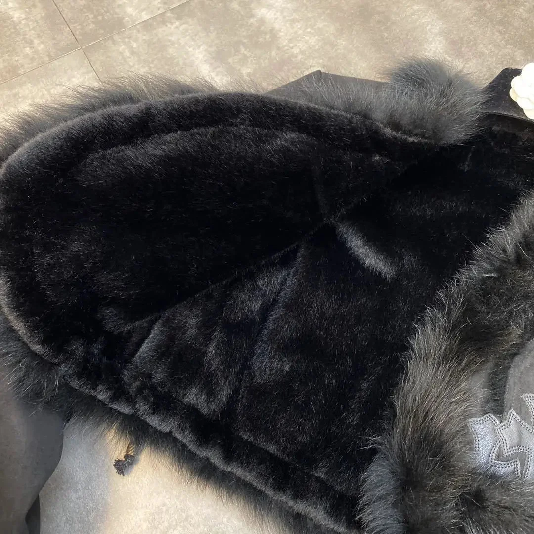 Gothic Style Black Puffer Jacket Womens Premium Cotton Blend