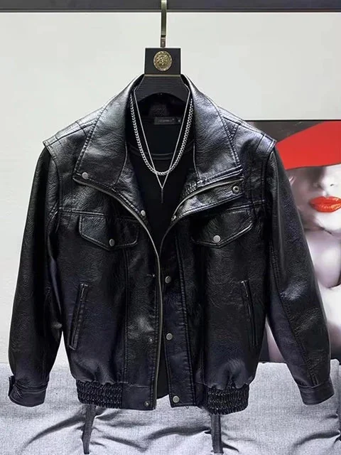 Black Faux Leather Mens Jacket - Premium Style & Quality