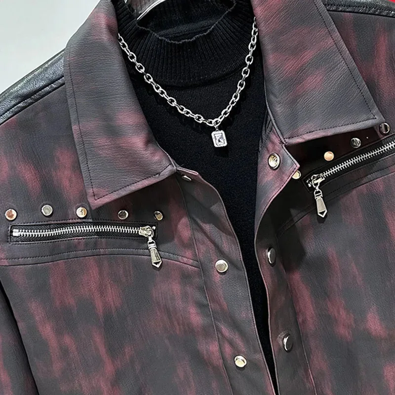 Burgundy Vintage Leather Jacket for Men