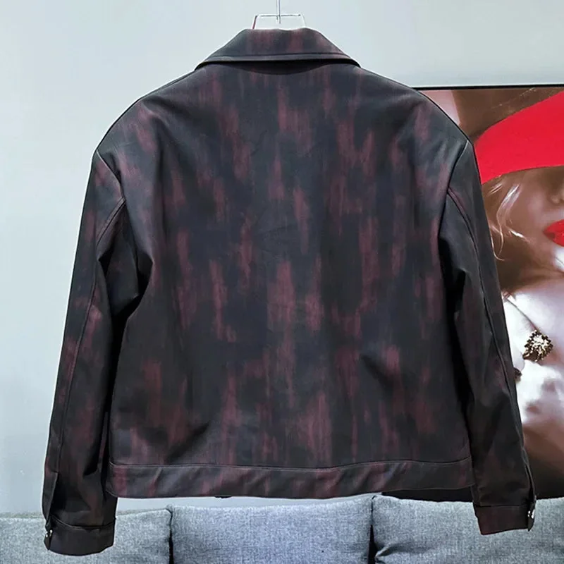 Burgundy Vintage Leather Jacket for Men