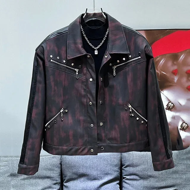 Burgundy Vintage Leather Jacket for Men