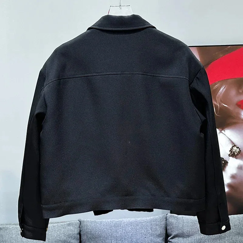 Black Premium Cotton Polyester Blend Mens Jacket