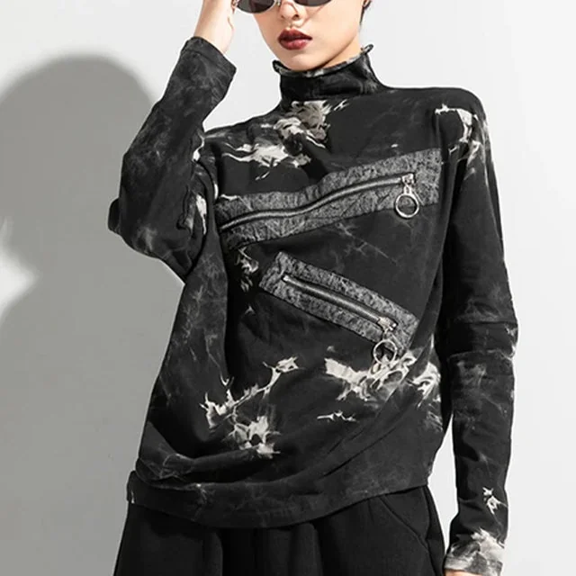 Black Gothic Style Long Sleeve Top for Women