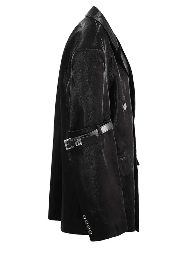 Black Leather Casual Blazer for Women