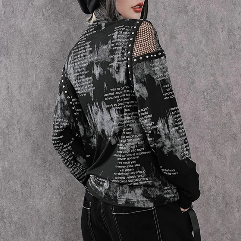 Black Gothic Mesh Womens Top