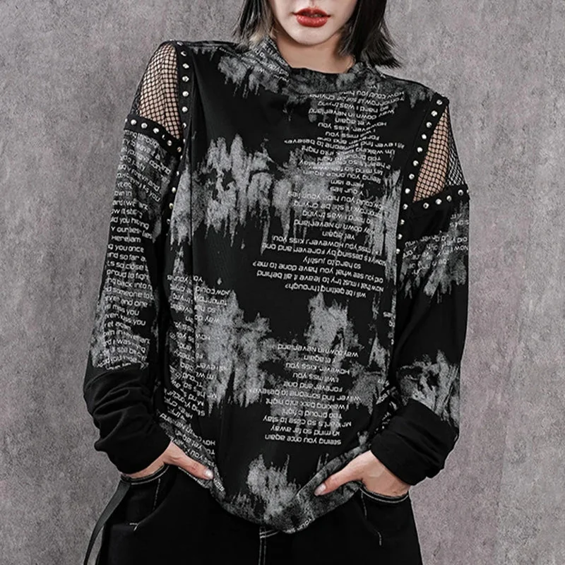 Black Gothic Mesh Womens Top