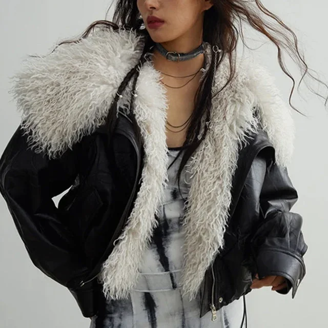 Black Faux Fur Jacket for Women