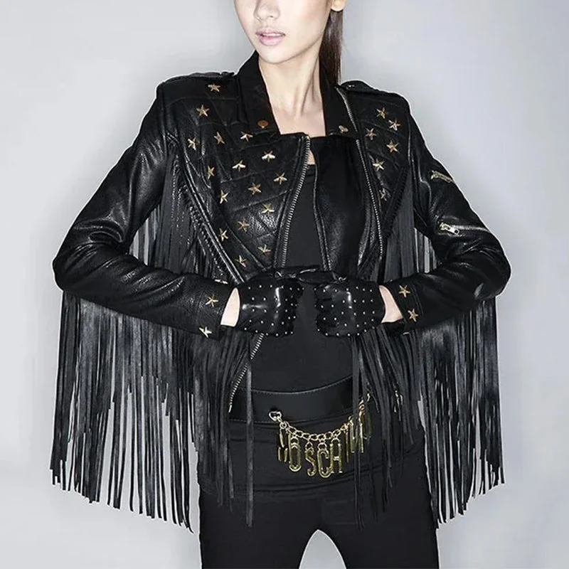 Elegant Black Faux Leather Jacket for Women