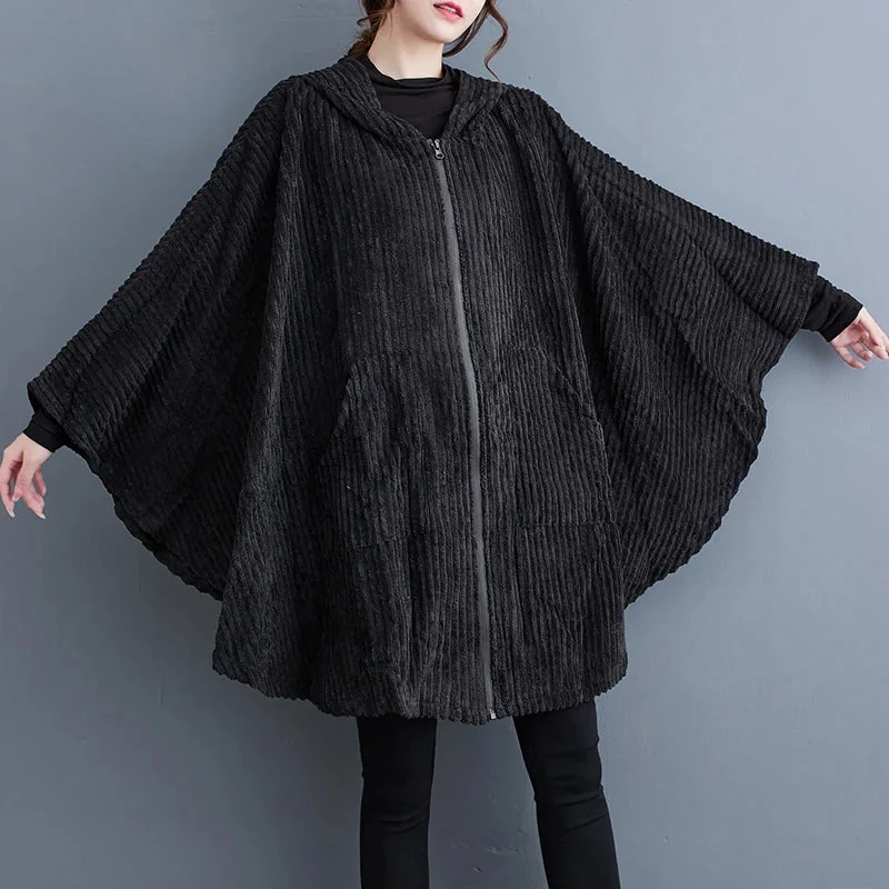 Black Hooded Cape: Premium Cotton Polyester Blend