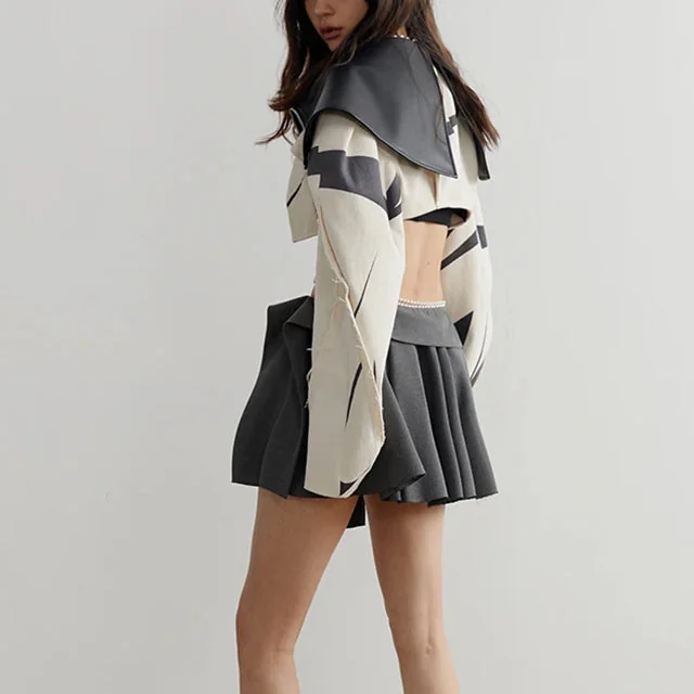 Beige Womens Faux Leather Jacket - Stylish & Chic