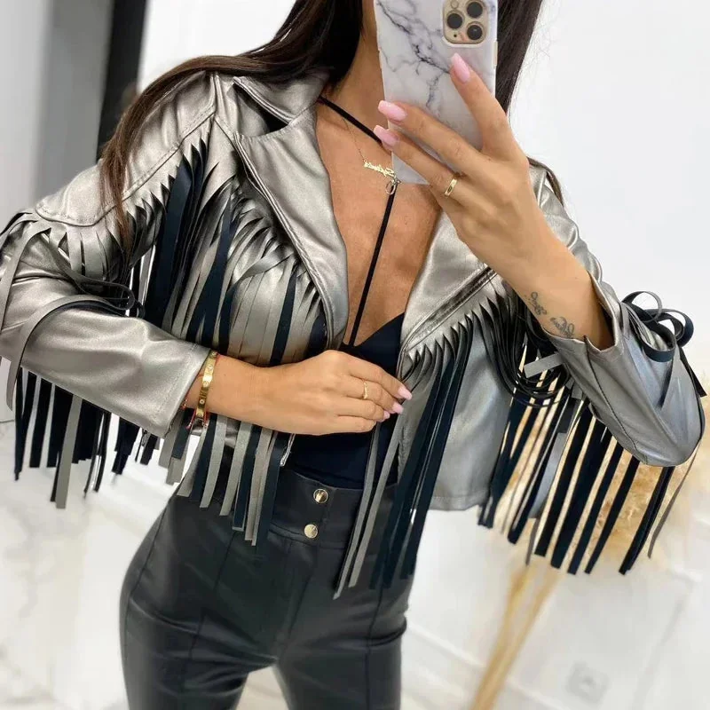 Limited Edition Premium Faux Leather Womens Jacket - Silver