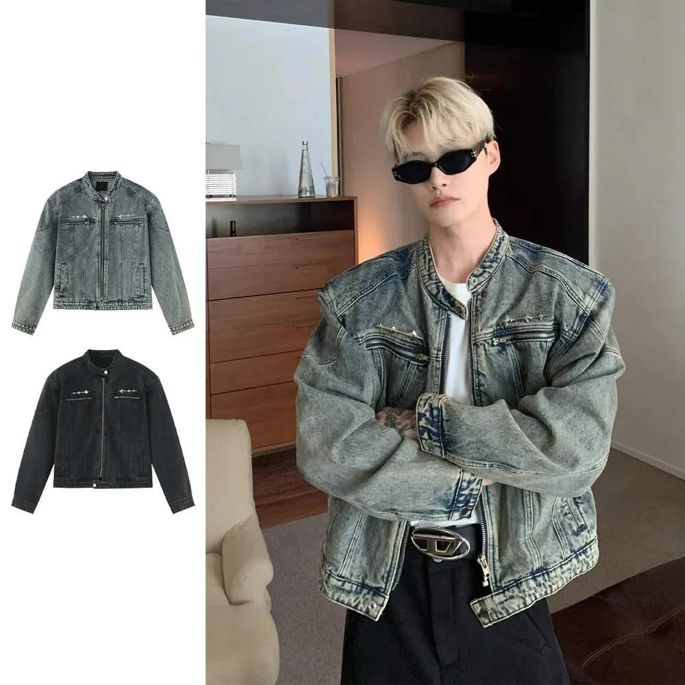 Classic Denim Jacket for Men in Black and Blue Options