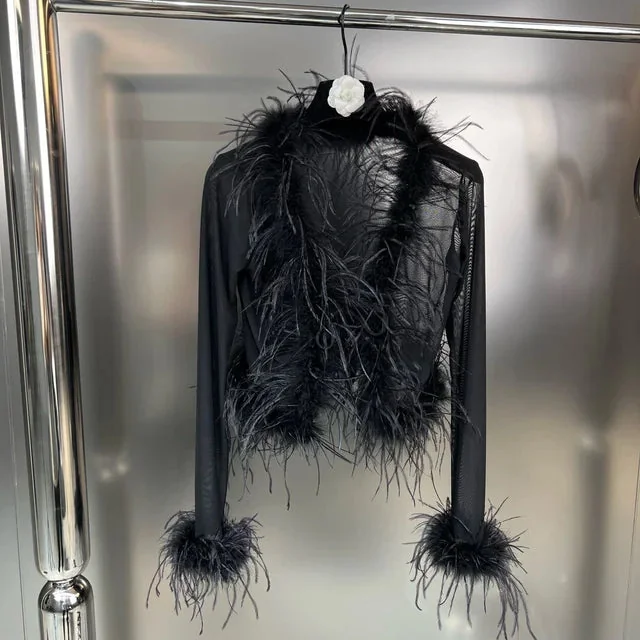 Elegant Cotton Blend Womens Top - Black