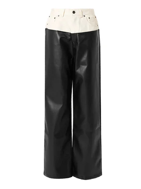 Chic Black Faux Leather Womens Pants