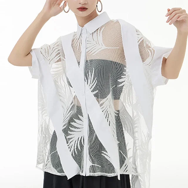 Premium Cotton Lace Womens Top in Black & White