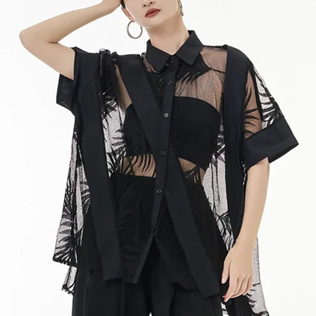 Premium Cotton Lace Womens Top in Black & White