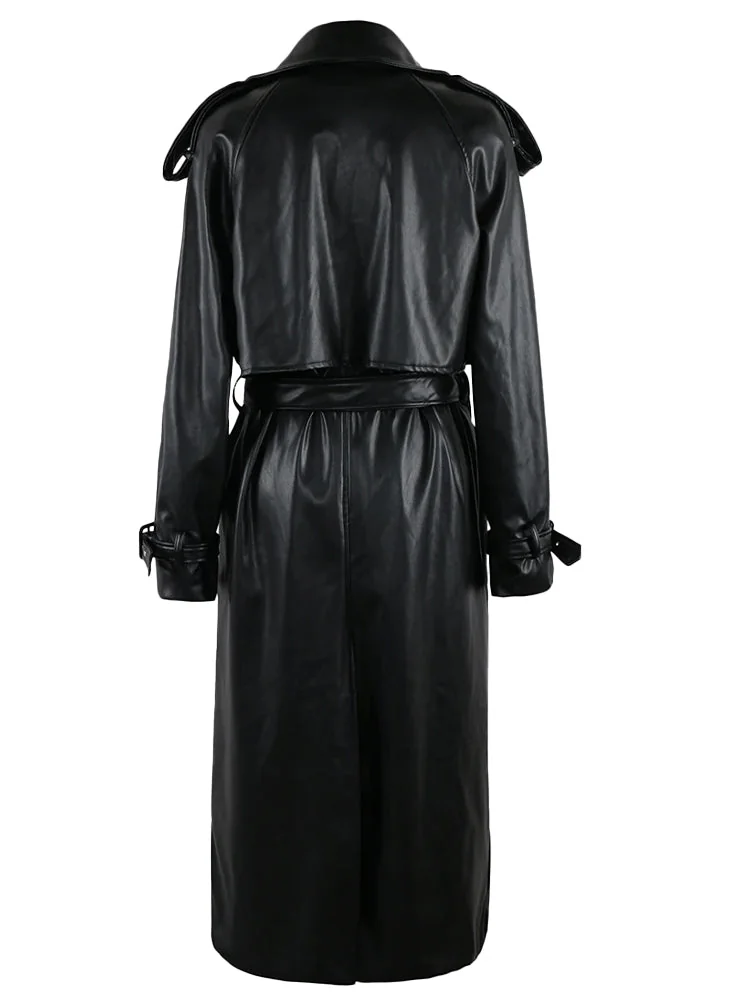 Black & Gray Trench Jacket - Premium Faux Leather Blend